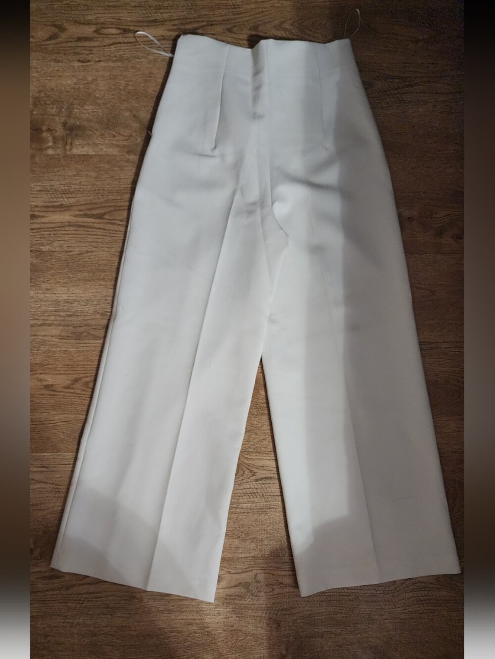 Cropped Wide-Leg Beige Trousers